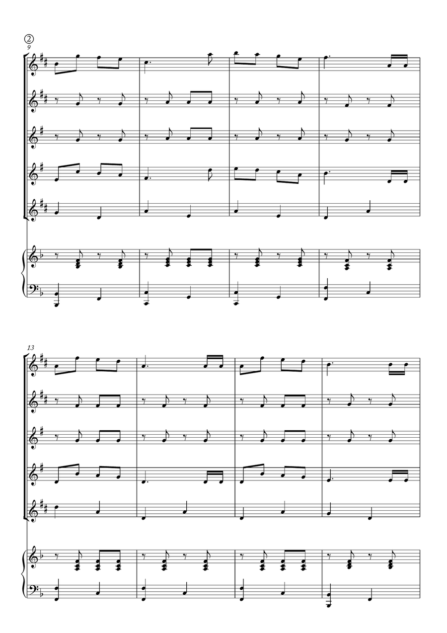 Jingle Bells Saxophone Quintet scores gallery preview page 2