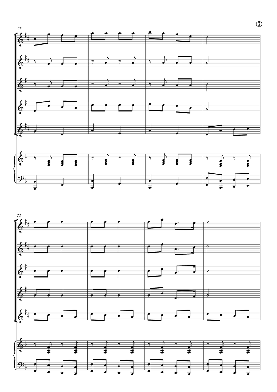 Jingle Bells Saxophone Quintet scores gallery preview page 3