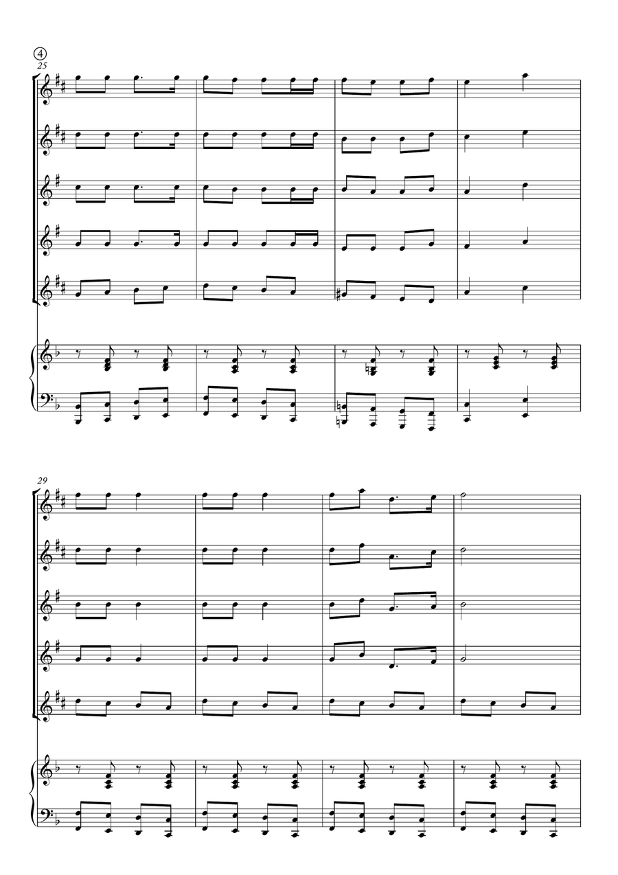 Jingle Bells Saxophone Quintet scores gallery preview page 4