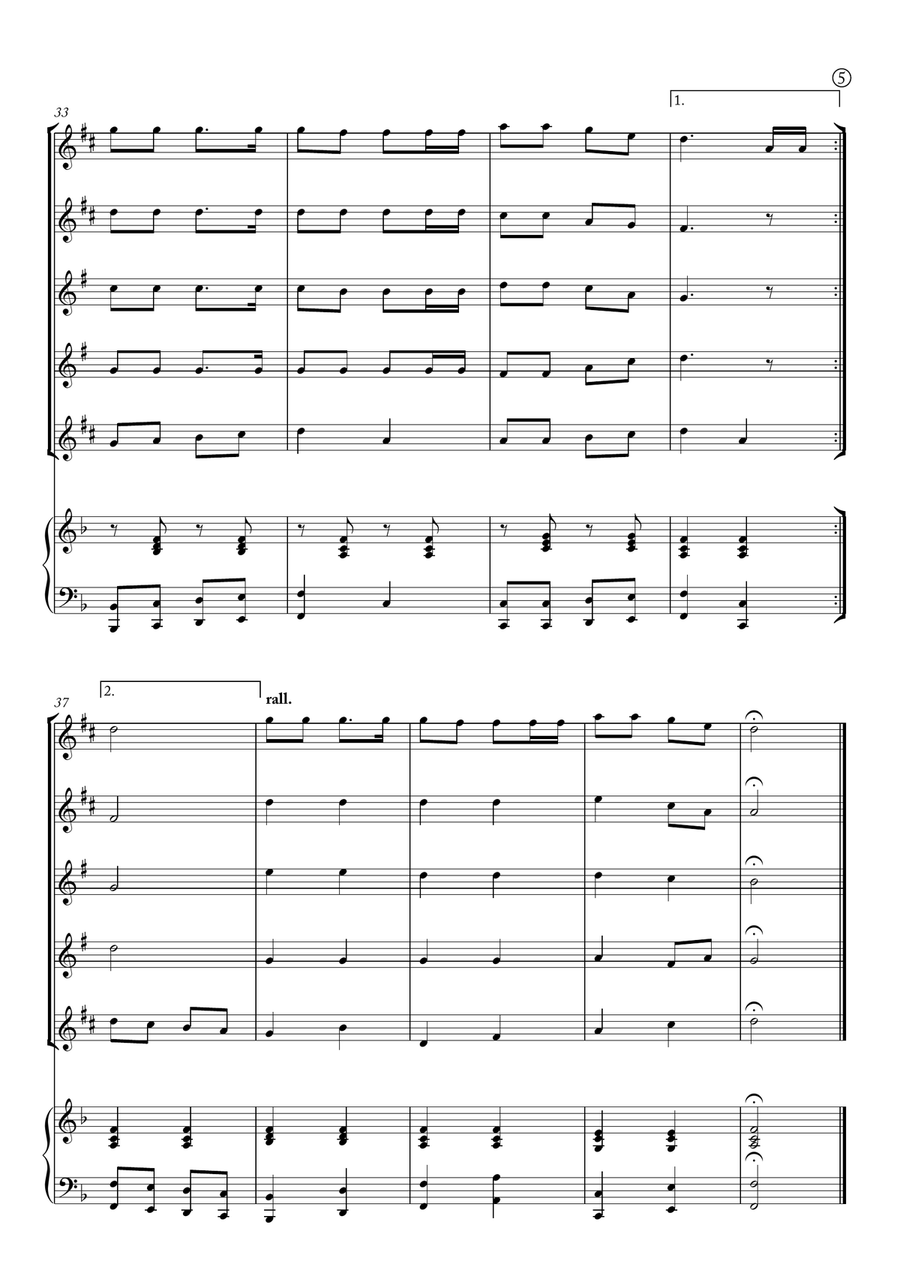 Jingle Bells Saxophone Quintet scores gallery preview page 5
