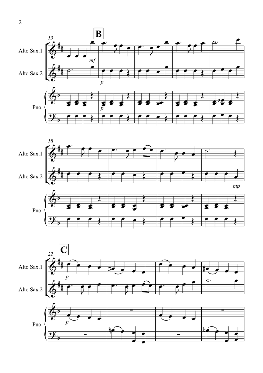 Auld Lang Syne for Alto Saxophone Duet Woodwind Duet scores gallery preview page 2