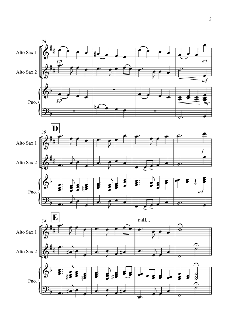 Auld Lang Syne for Alto Saxophone Duet Woodwind Duet scores gallery preview page 3