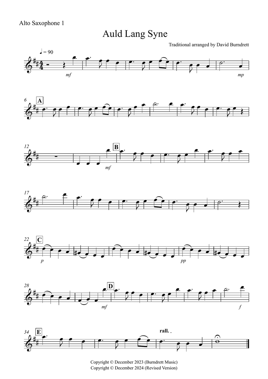 Auld Lang Syne for Alto Saxophone Duet Woodwind Duet scores gallery preview page 4