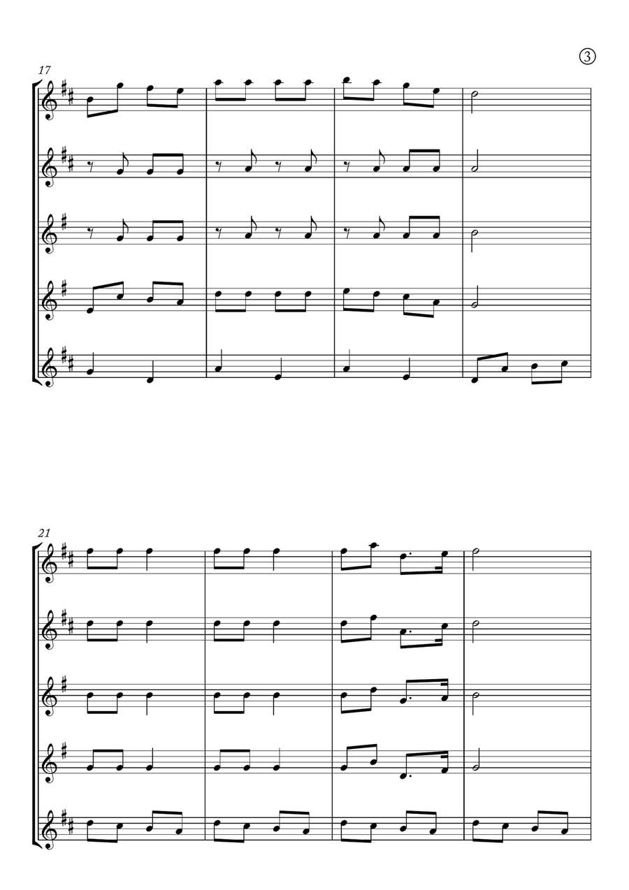 Jingle Bells Saxophone Quintet scores gallery preview page 3
