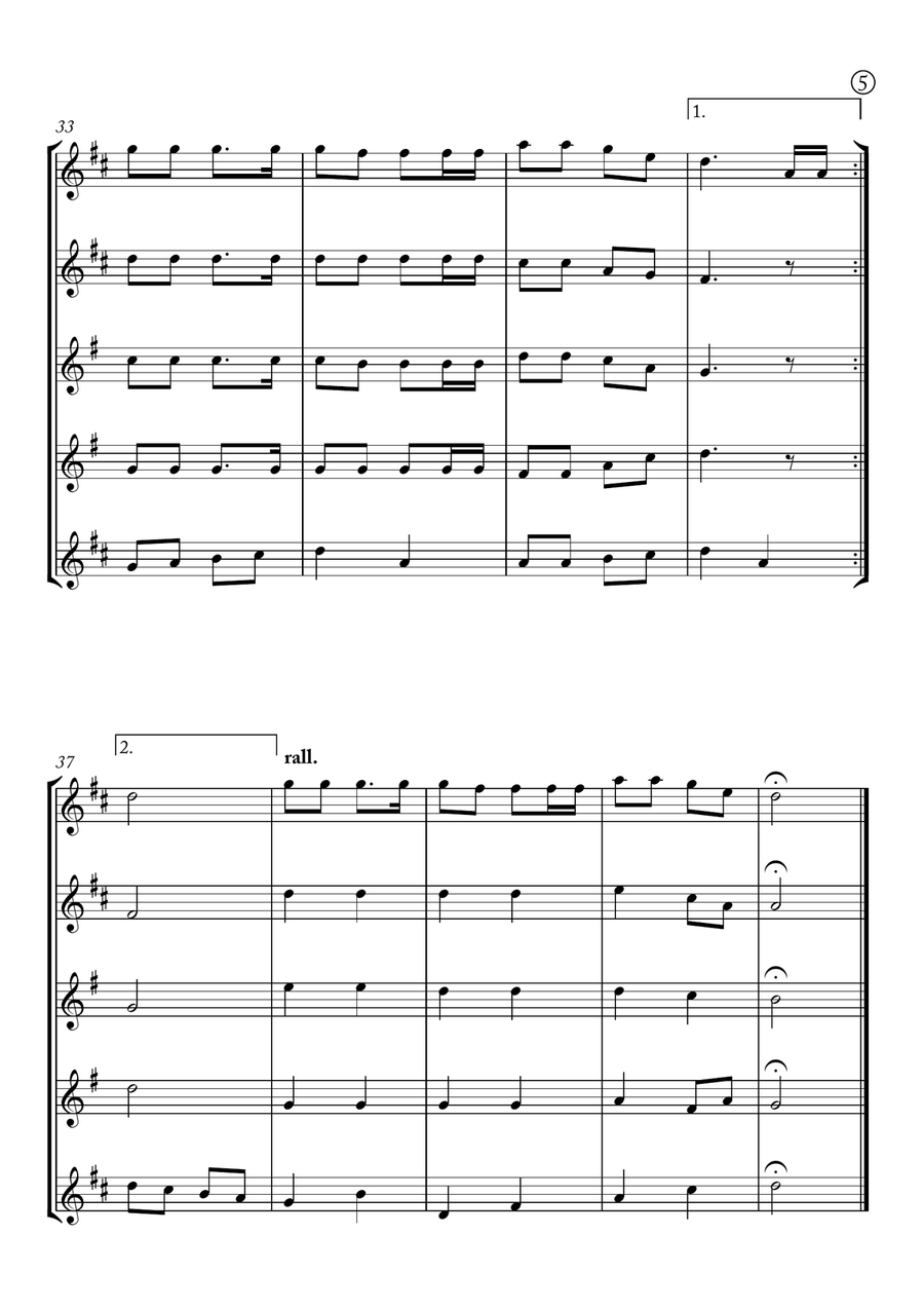 Jingle Bells Saxophone Quintet scores gallery preview page 5