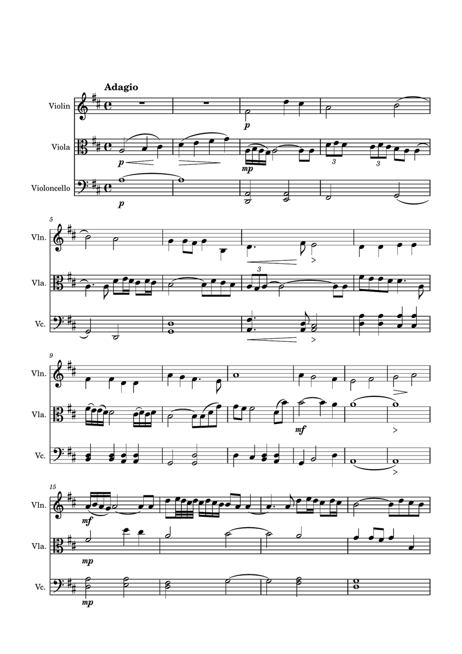 Gabriel's Oboe Gabriel's Oboe String Trio scores gallery preview page 1