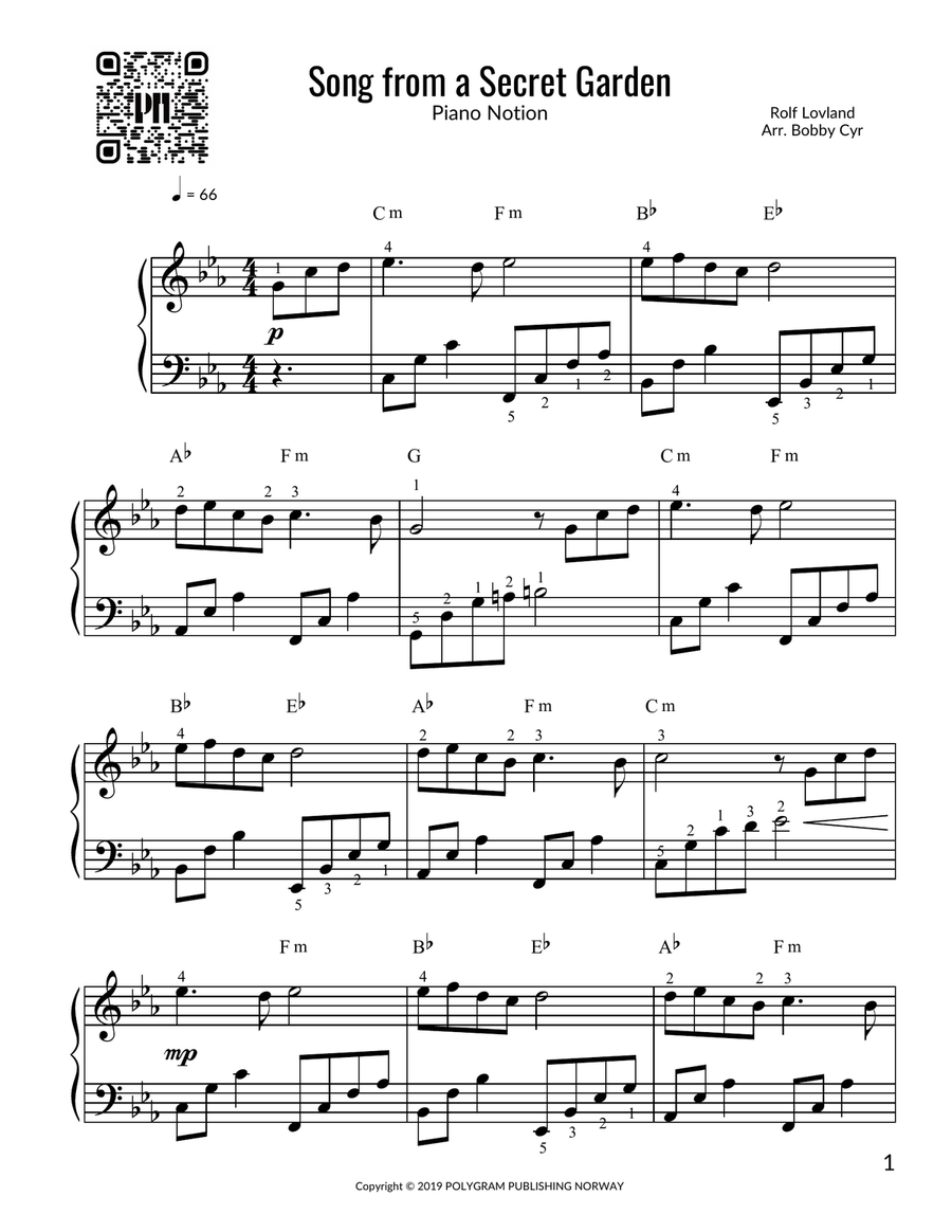 Song From A Secret Garden (Korean Version) Easy Piano scores gallery preview page 1