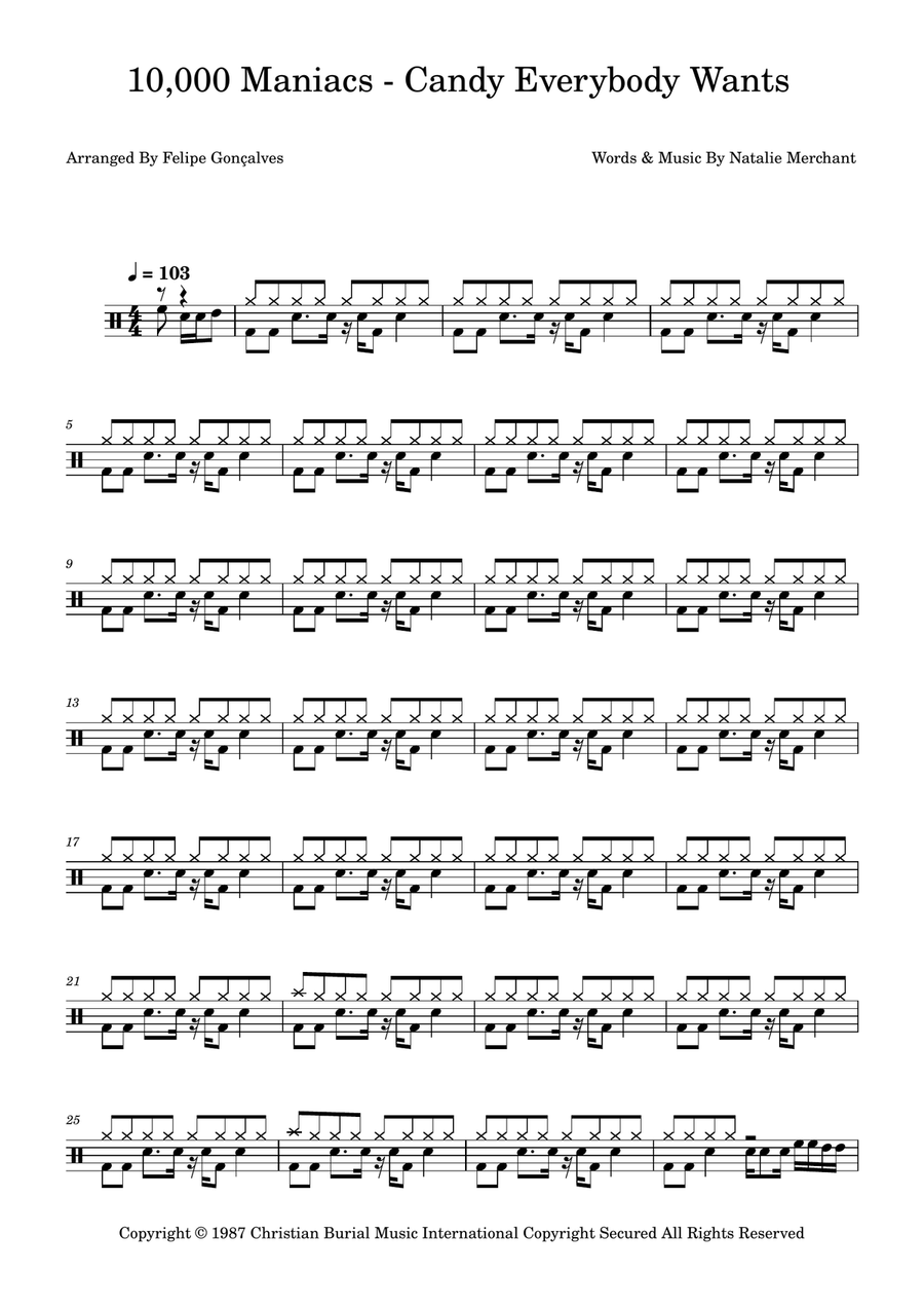 Candy Everybody Wants Candy Everybody Wants Drum Set scores gallery preview page 1