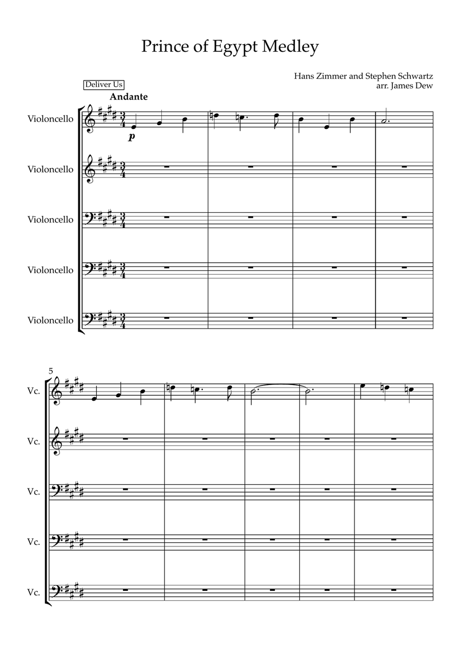 The Prince Of Egypt The Prince Of Egypt String Quintet scores gallery preview page 1