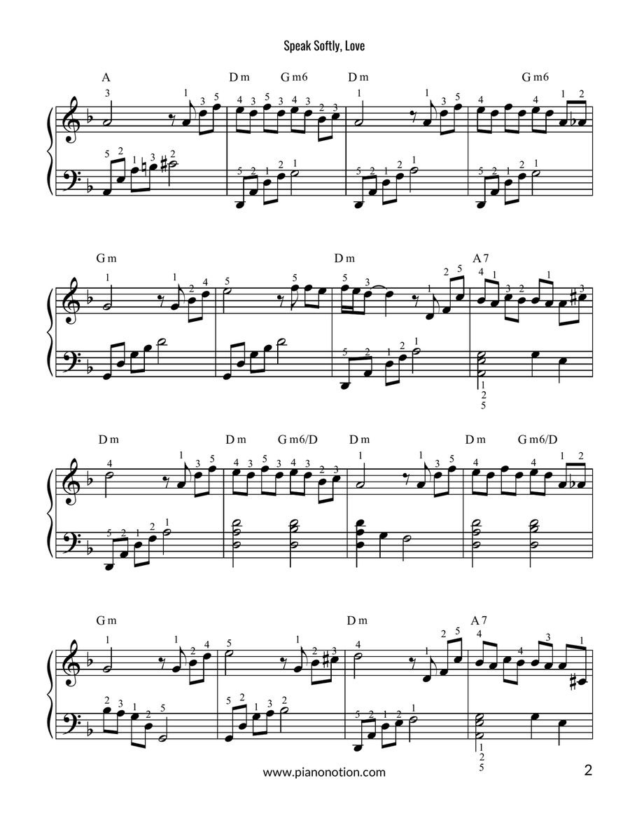 The Godfather (Love Theme) Easy Piano scores gallery preview page 2