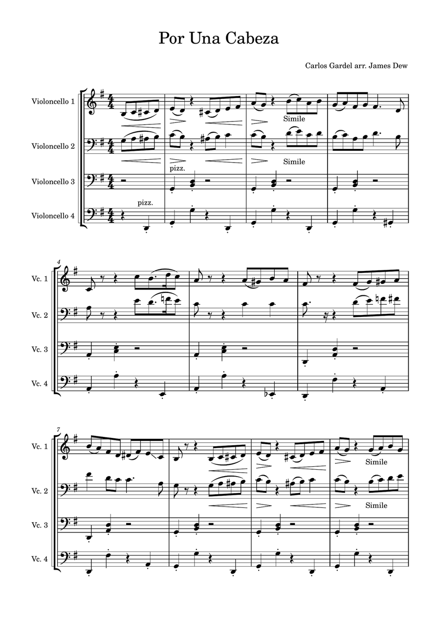 Por una Cabeza Por una Cabeza String Quintet scores gallery preview page 1