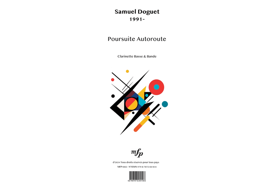 DOGUET – Poursuite Autoroute | Bass Clarinet & recorded Tape | PDF Bass Clarinet scores gallery preview page 1