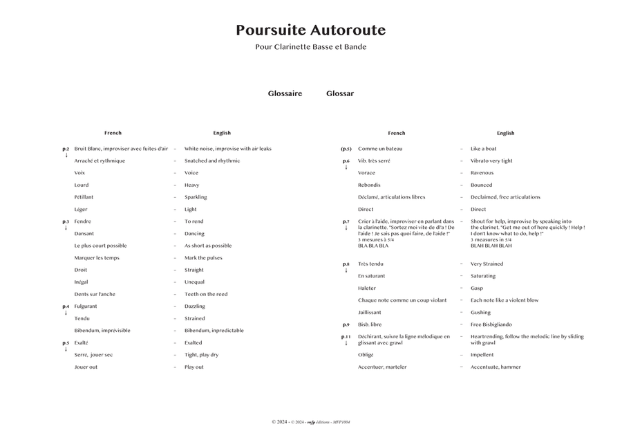 DOGUET – Poursuite Autoroute | Bass Clarinet & recorded Tape | PDF Bass Clarinet scores gallery preview page 5