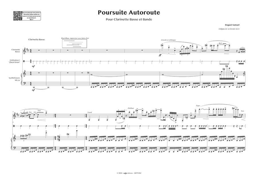DOGUET – Poursuite Autoroute | Bass Clarinet & recorded Tape | PDF Bass Clarinet scores gallery preview page 6