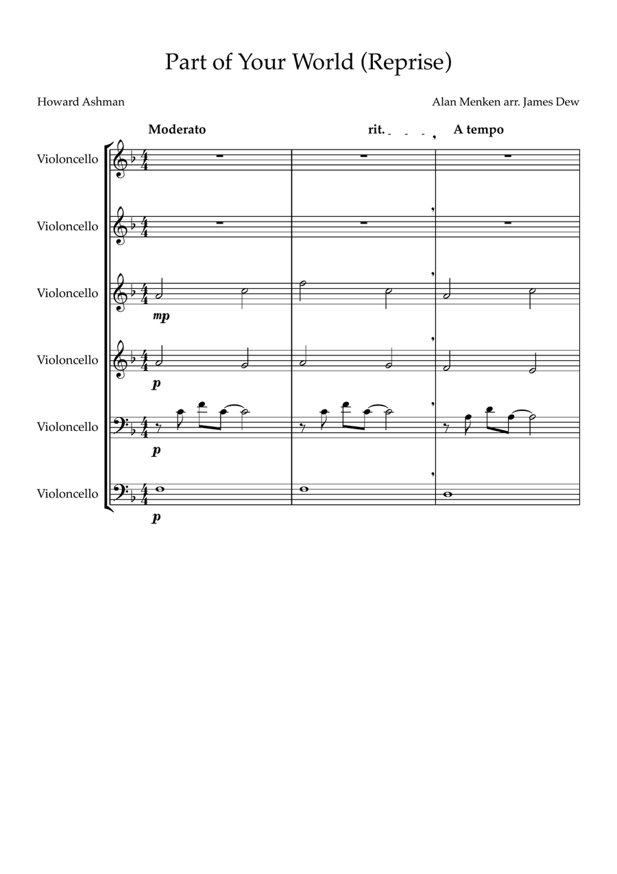 Part Of Your World (Reprise) Cello scores gallery preview page 1