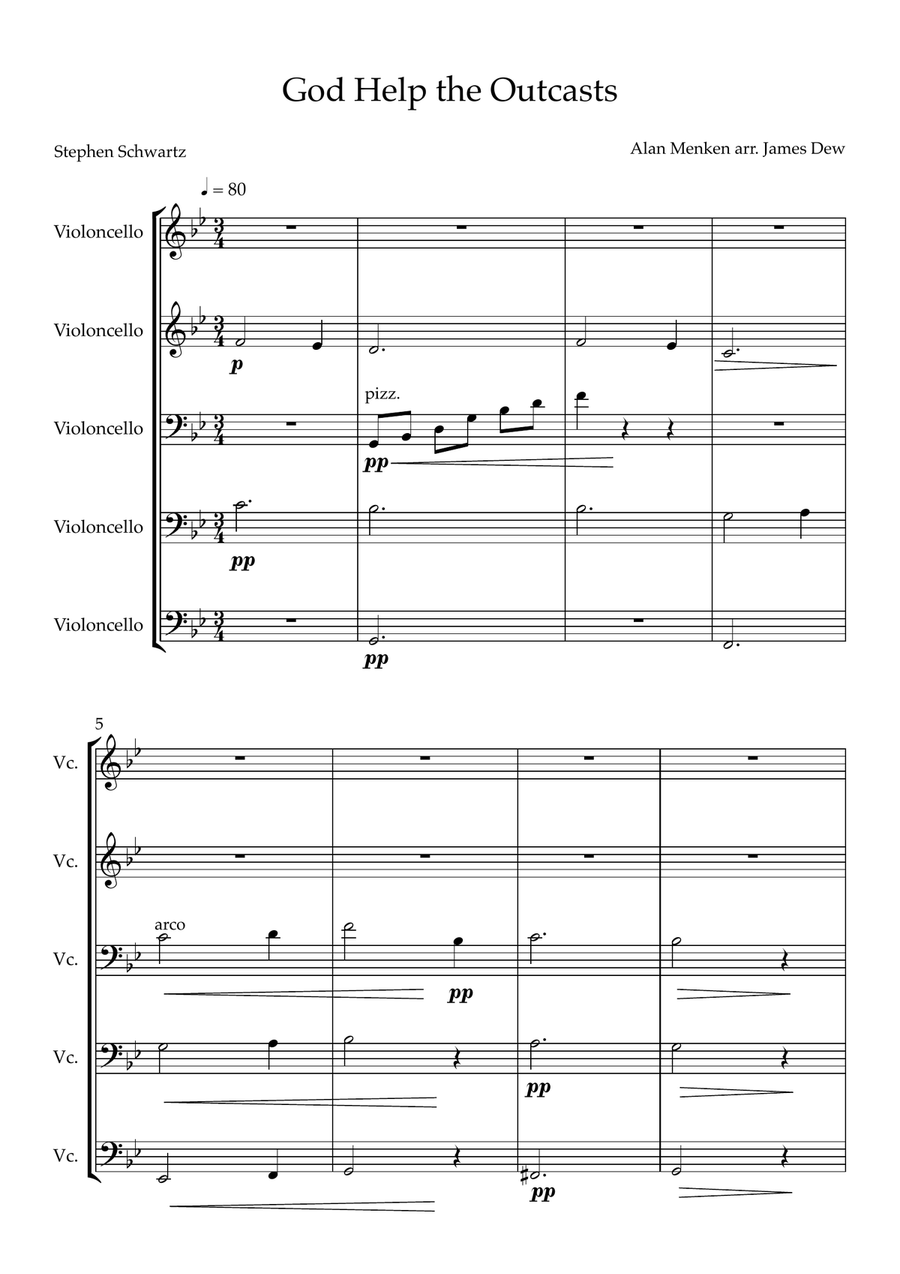 God Help The Outcasts God Help The Outcasts String Quintet scores gallery preview page 1