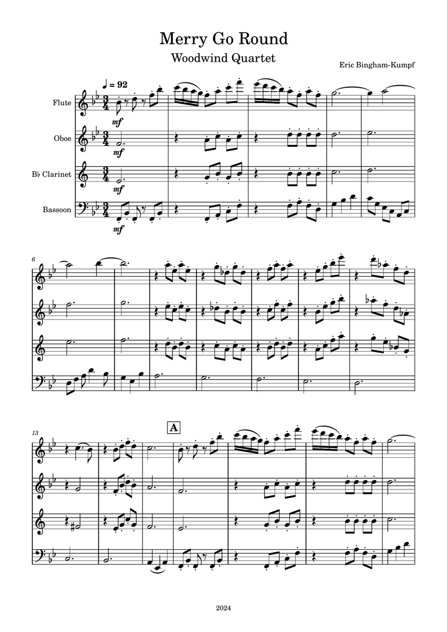 Merry Go Round Merry Go Round Woodwind Quartet scores gallery preview page 1