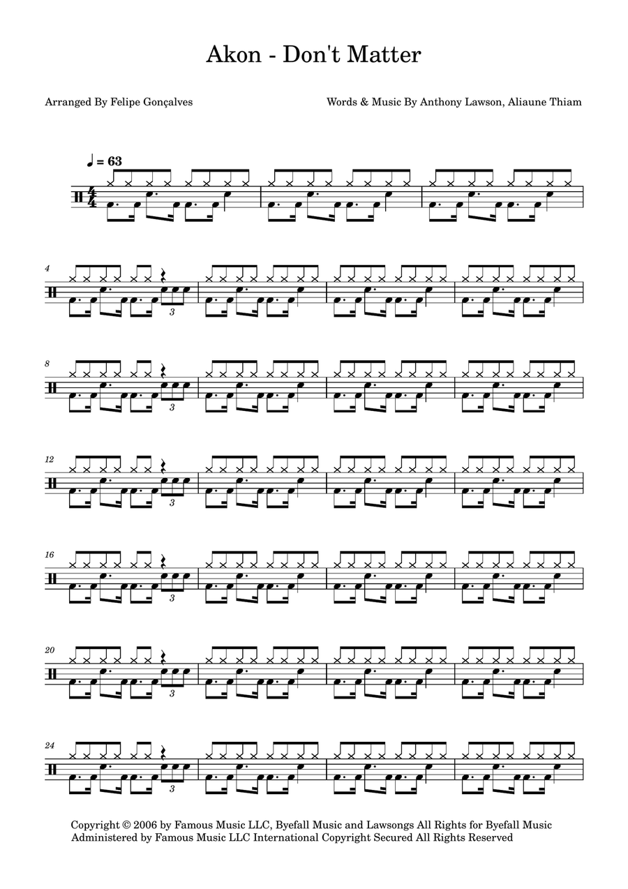 Don't Matter Don't Matter Drum Set scores gallery preview page 1