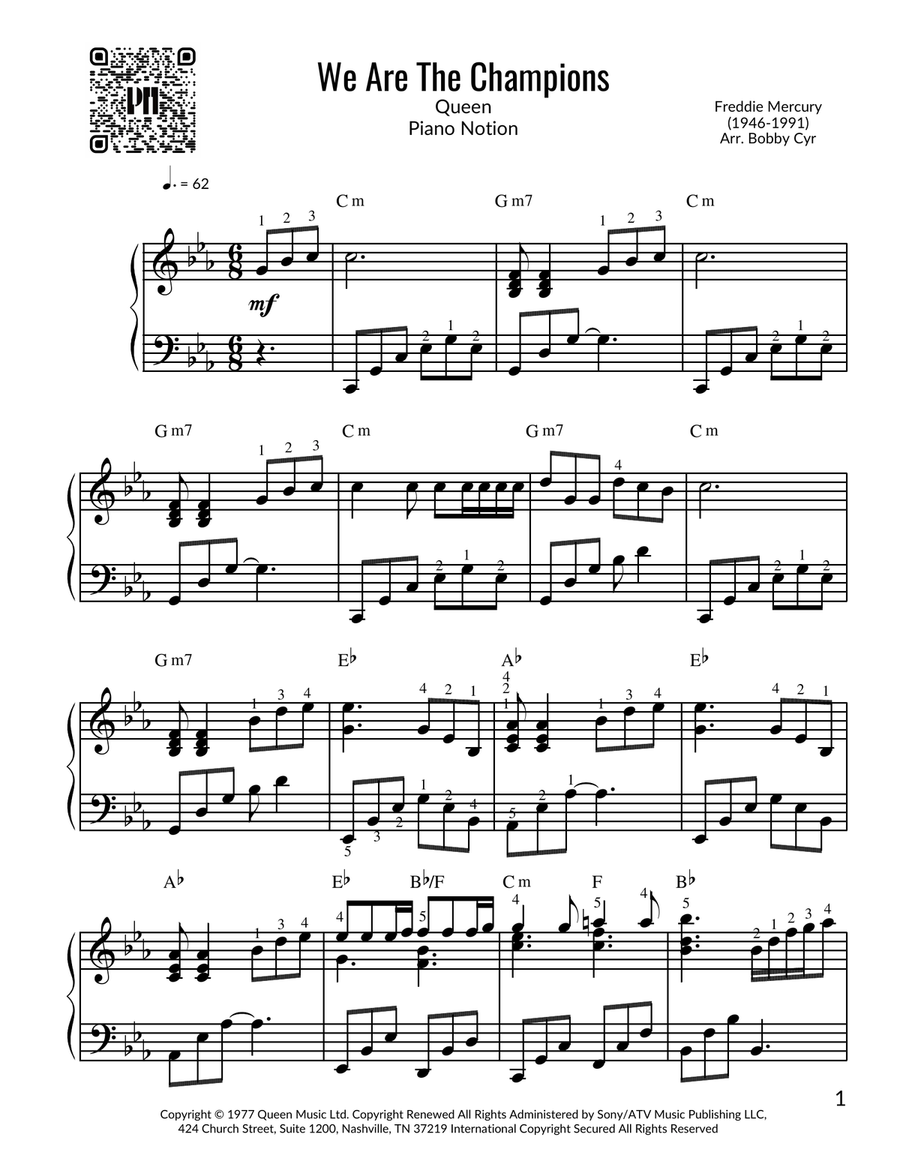 We Are The Champions We Are The Champions Easy Piano scores gallery preview page 1