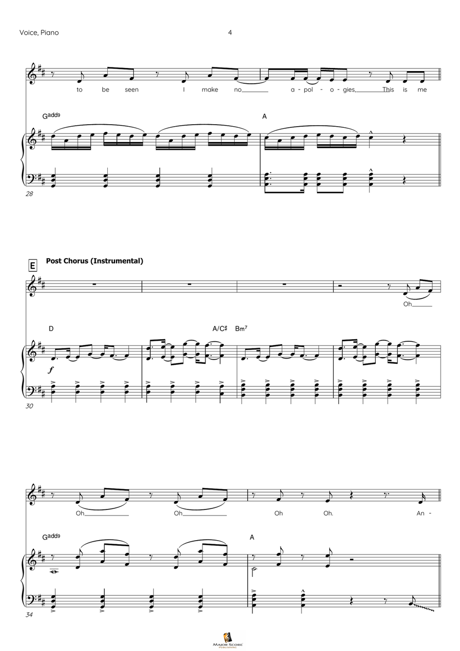 This Is Me Piano, Vocal scores gallery preview page 5