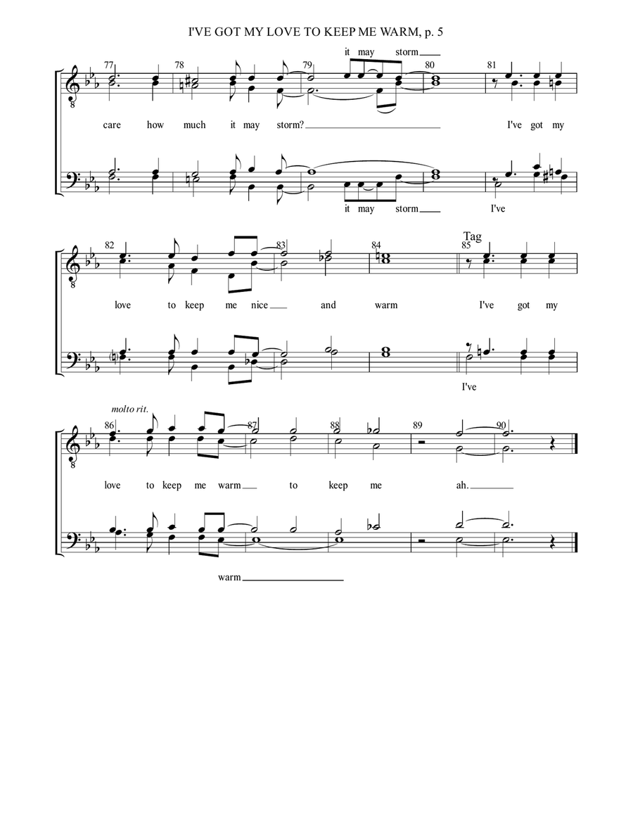 I've Got My Love To Keep Me Warm TTBB scores gallery preview page 6