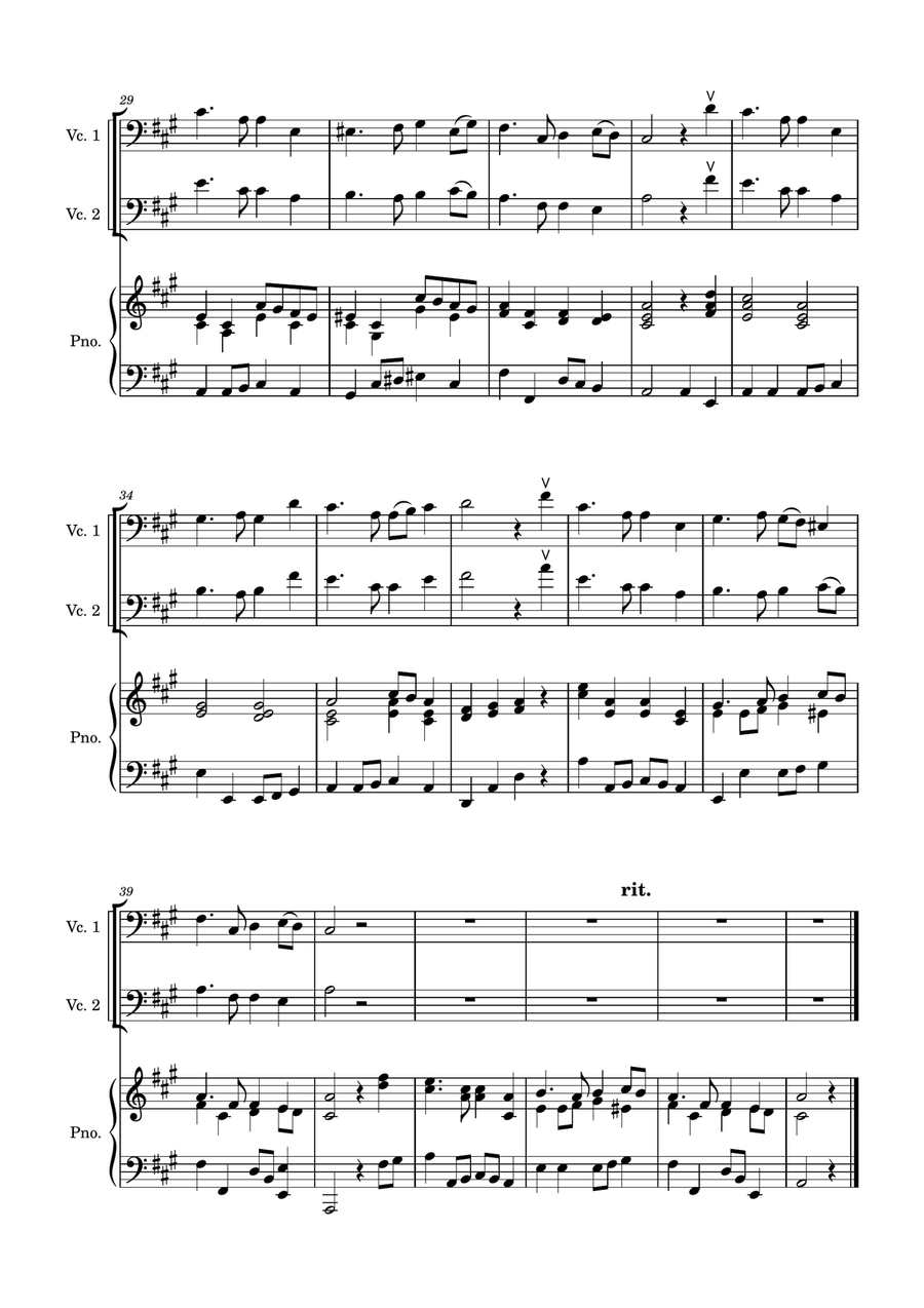 Auld Lang Syne - two Cellos with Piano accompaniment String Duet scores gallery preview page 4