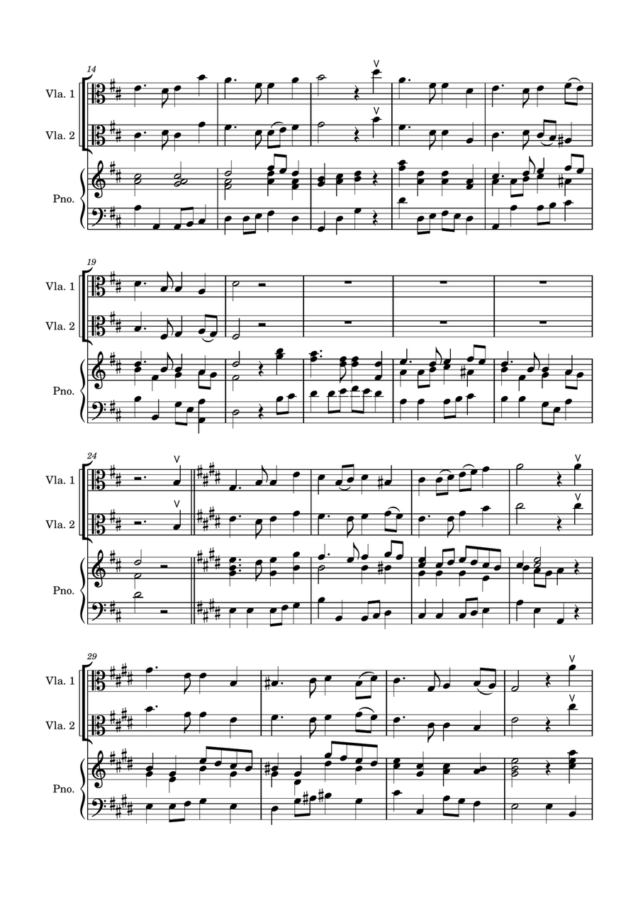 Auld Lang Syne - two Violas with Piano accompaniment String Duet scores gallery preview page 3