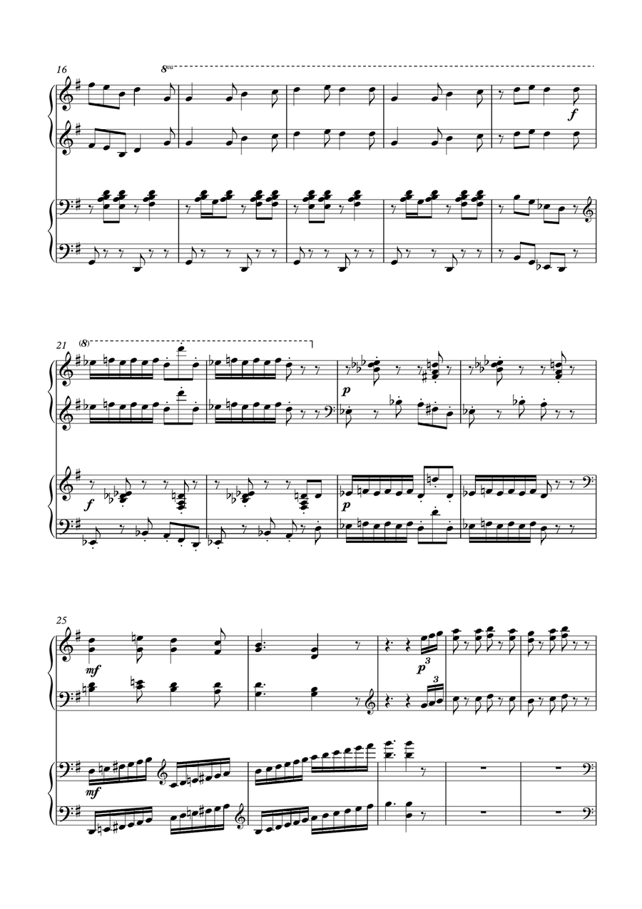 Good Christian Men Rejoice / In Dulci Jubilo Variations for 2 pianos Piano Duet scores gallery preview page 3
