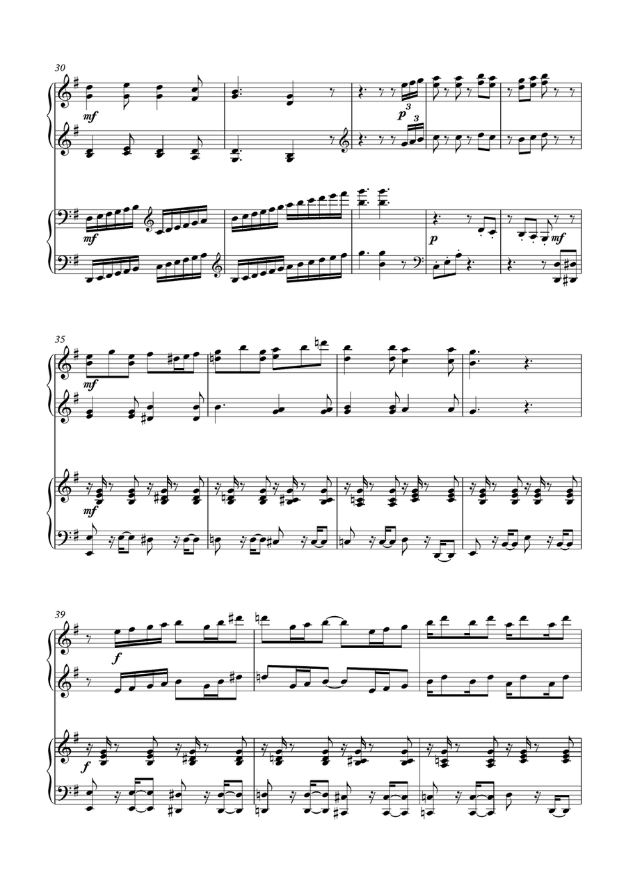 Good Christian Men Rejoice / In Dulci Jubilo Variations for 2 pianos Piano Duet scores gallery preview page 4
