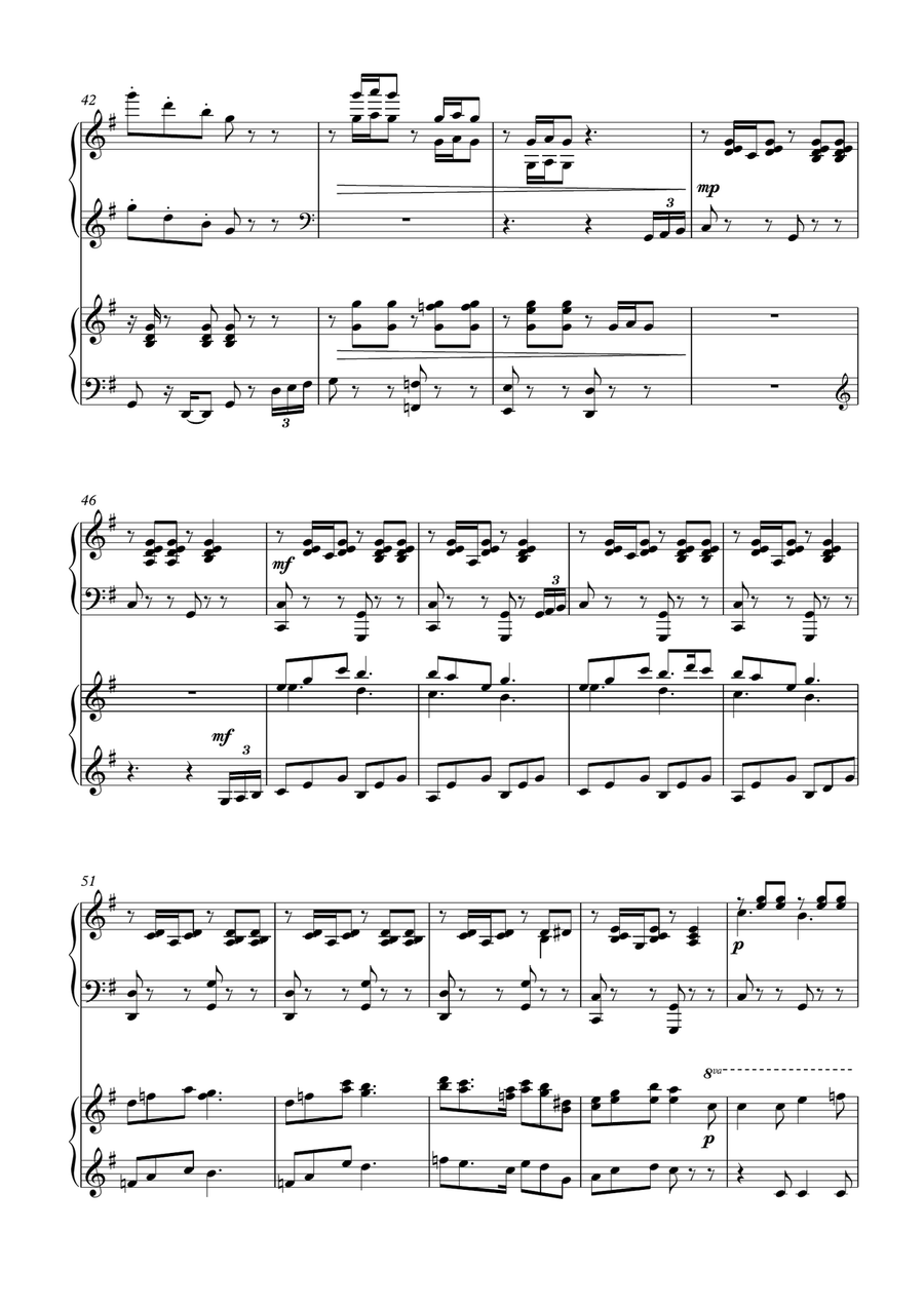 Good Christian Men Rejoice / In Dulci Jubilo Variations for 2 pianos Piano Duet scores gallery preview page 5