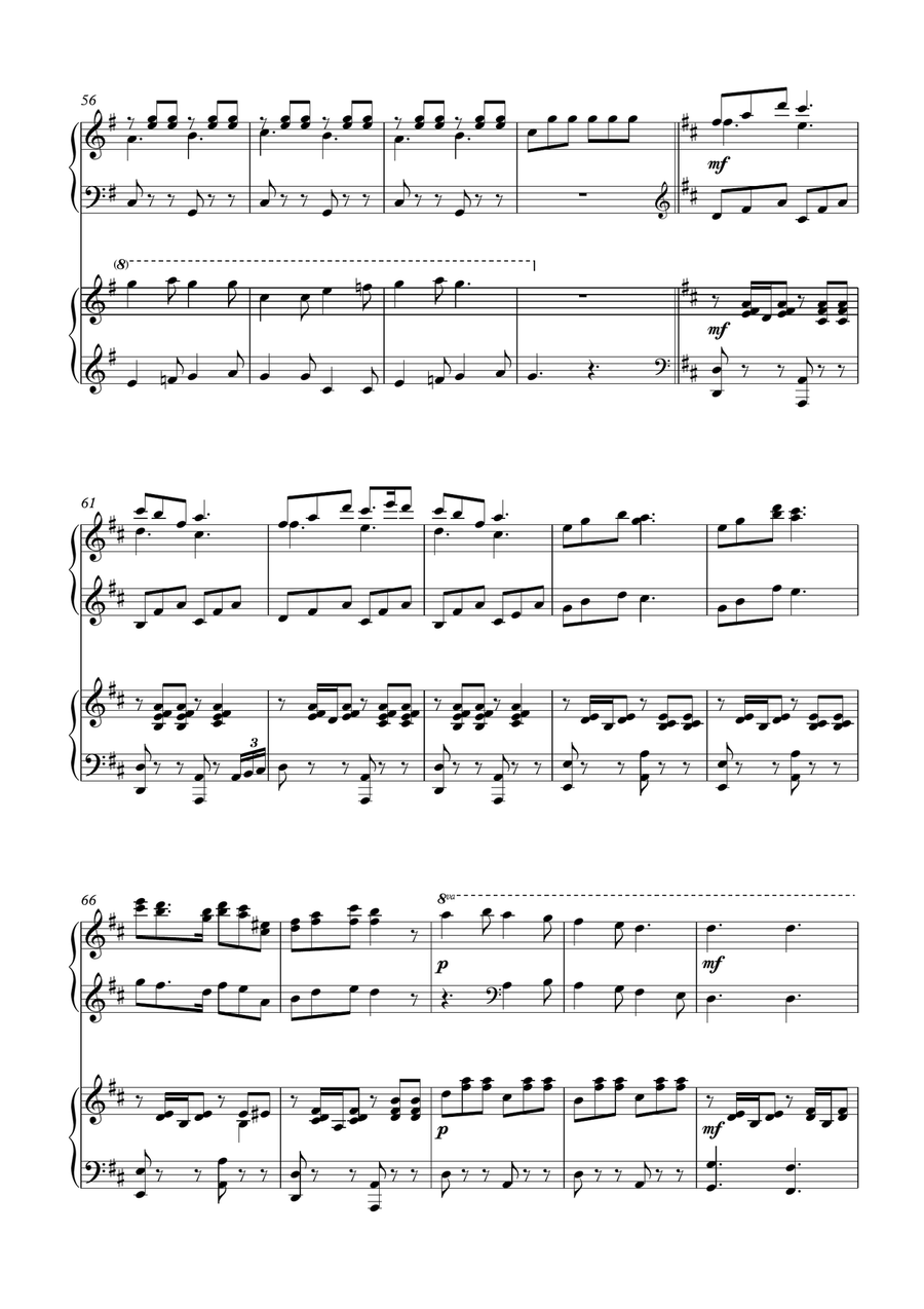 Good Christian Men Rejoice / In Dulci Jubilo Variations for 2 pianos Piano Duet scores gallery preview page 6