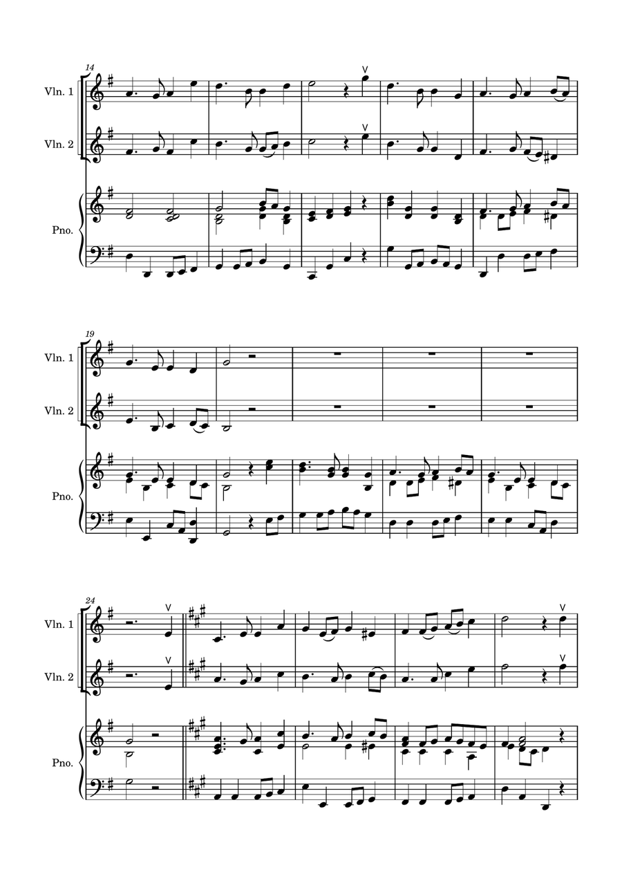 Auld Lang Syne - two Violins with Piano accompaniment String Duet scores gallery preview page 3