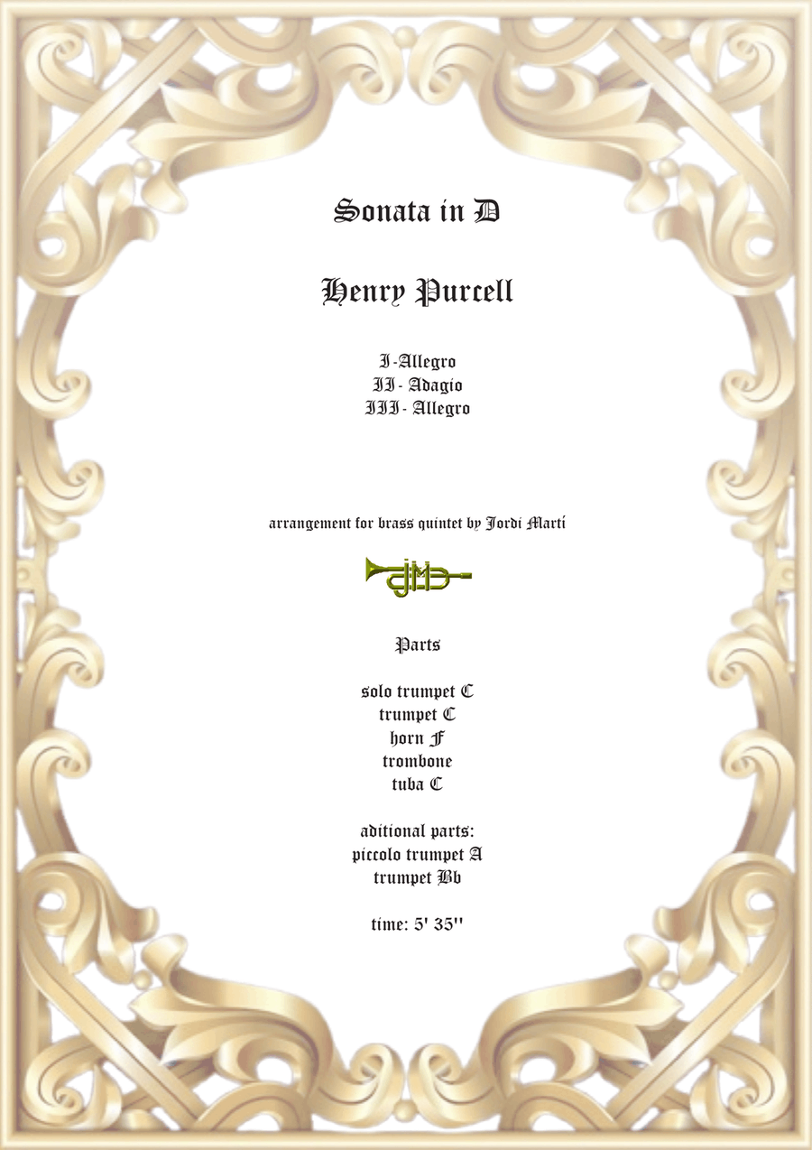 Sonata in D Sonata in D Brass Quintet scores gallery preview page 2