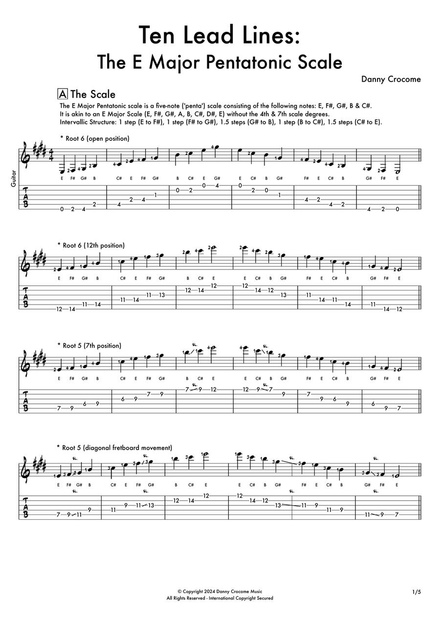 Ten Lead Lines: The E Major Pentatonic Scale Acoustic Guitar scores gallery preview page 2