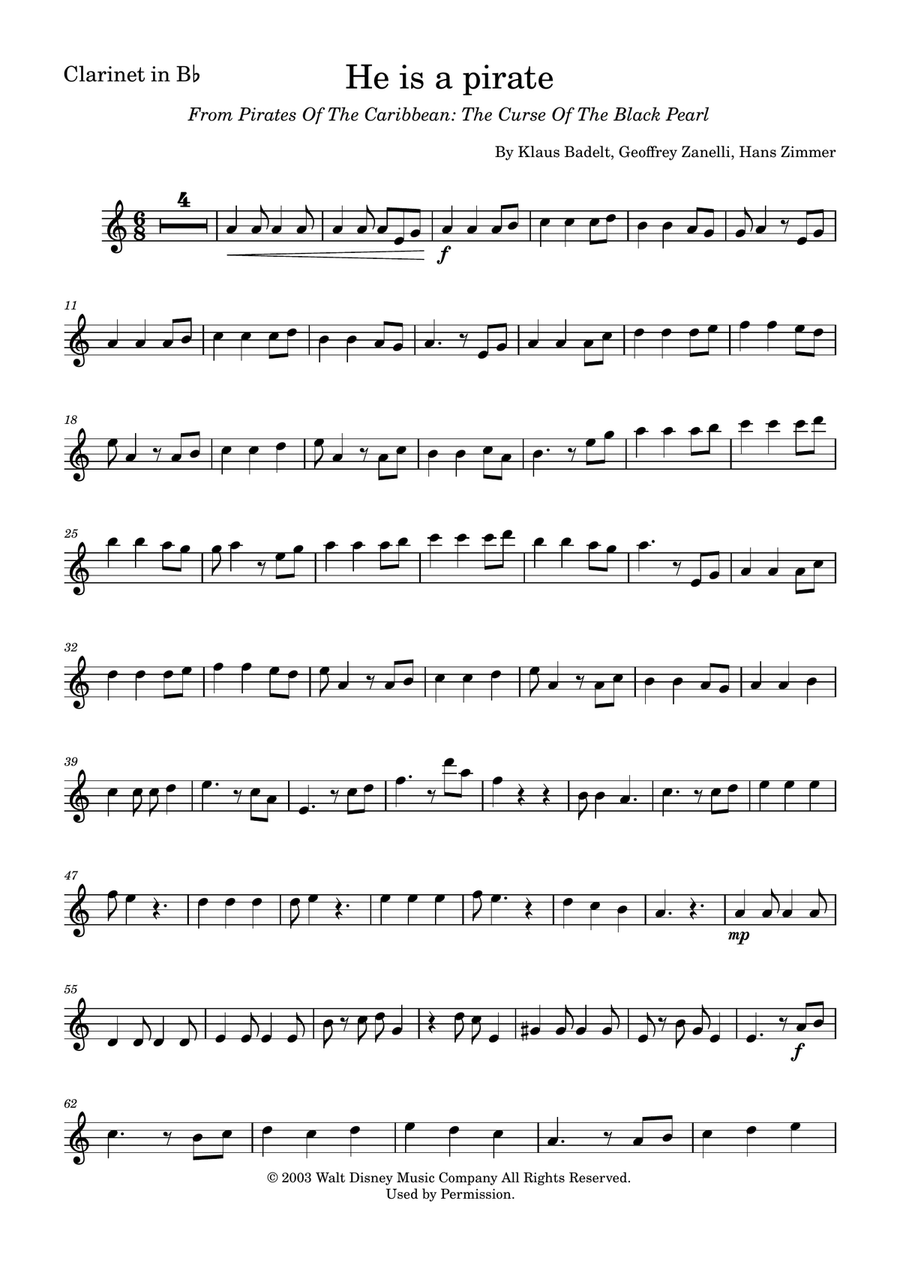 He's A Pirate Clarinet Duet scores gallery preview page 4
