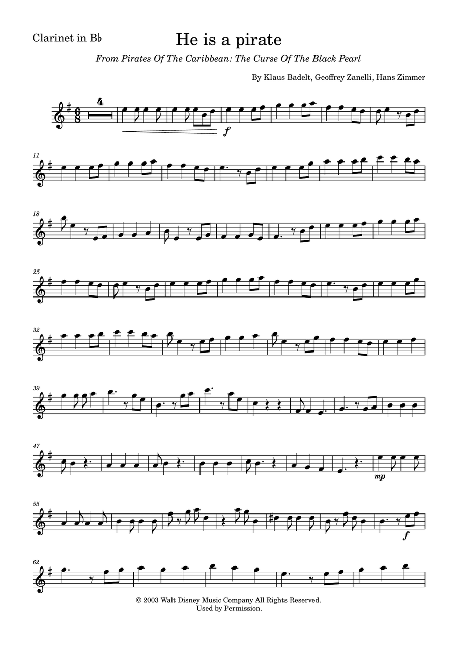 He's A Pirate Clarinet Duet scores gallery preview page 4