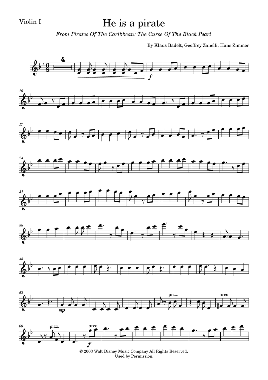 He's A Pirate String Duet scores gallery preview page 4