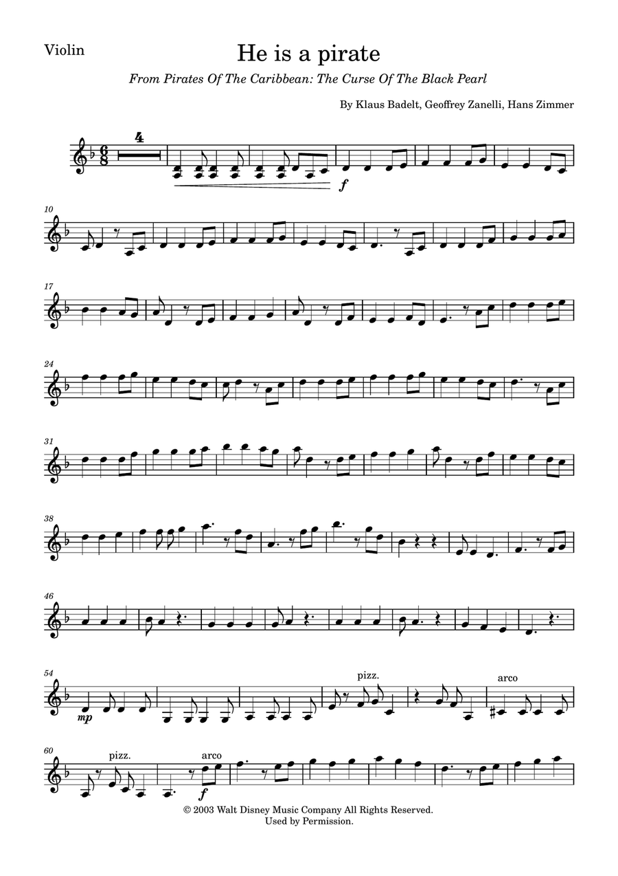 He's A Pirate String Duet scores gallery preview page 4