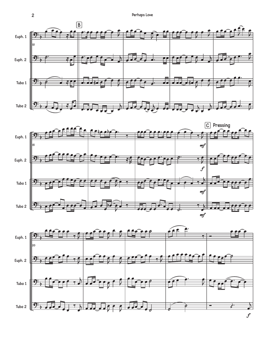 Perhaps Love Perhaps Love Brass Quartet scores gallery preview page 2