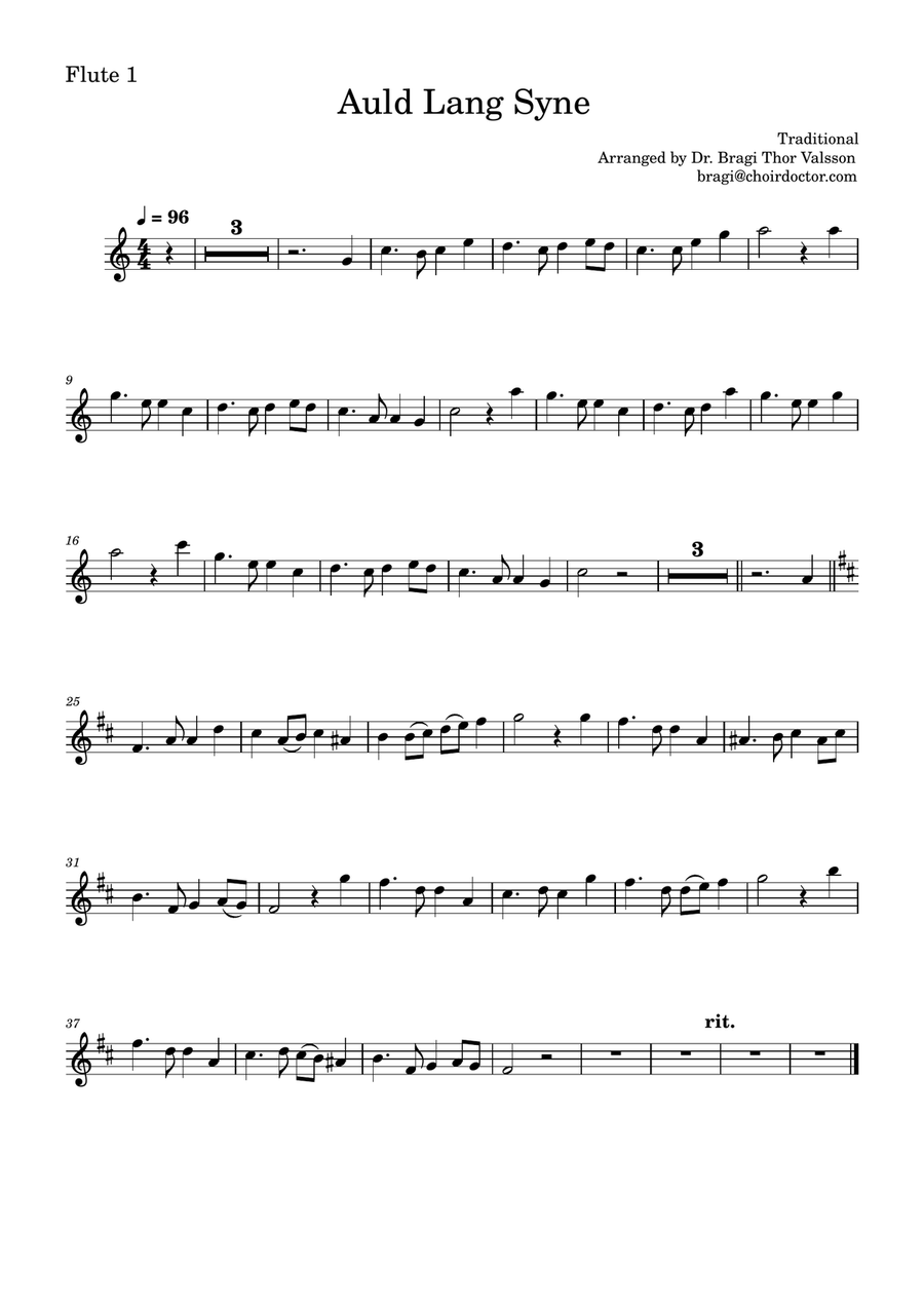 Auld Lang Syne - two Flutes with Piano accompaniment Flute Duet scores gallery preview page 5