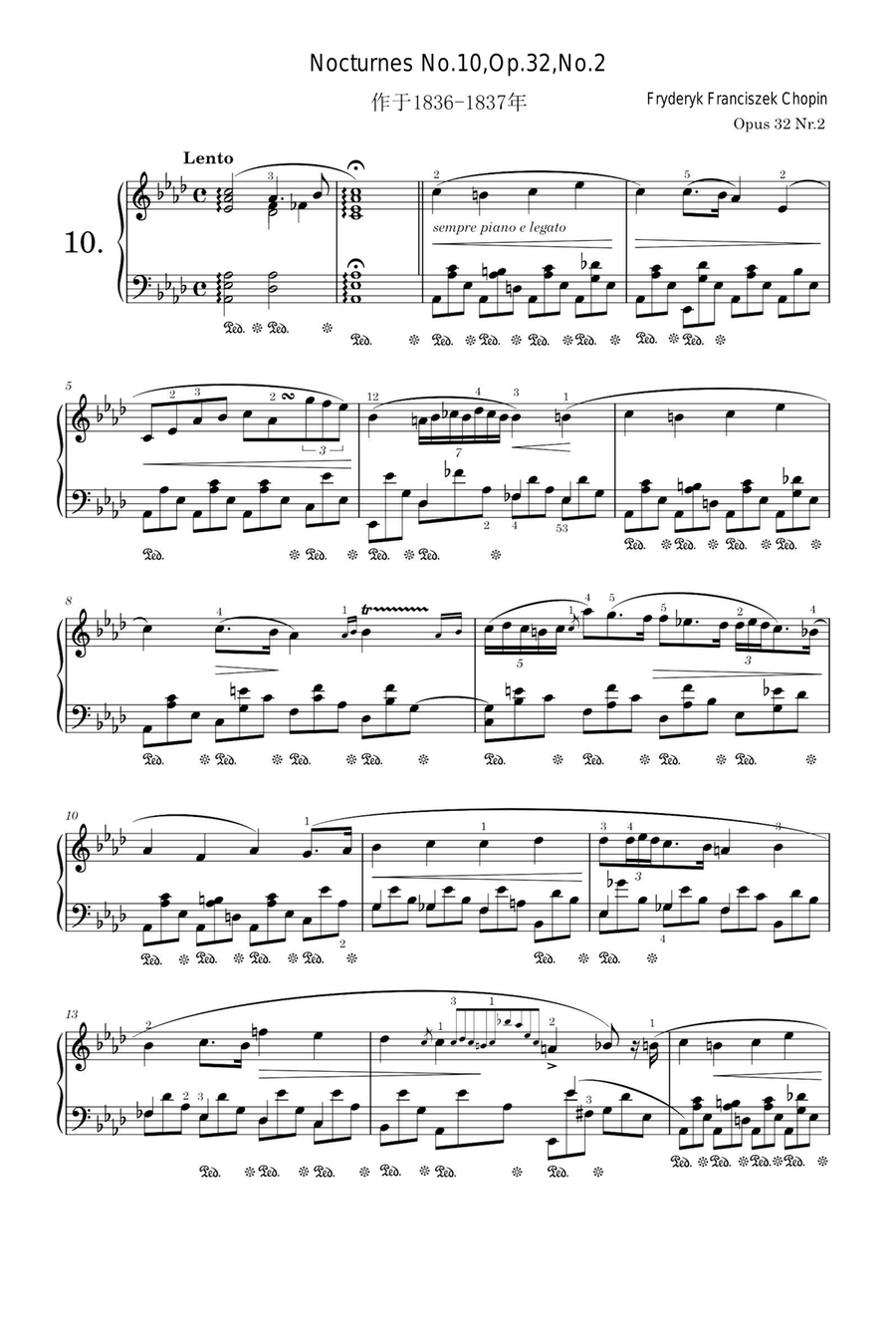 Nocturnes No.10,Op.32,No.2 - Fryderyk Franciszek Chopin Piano Solo scores gallery preview page 1