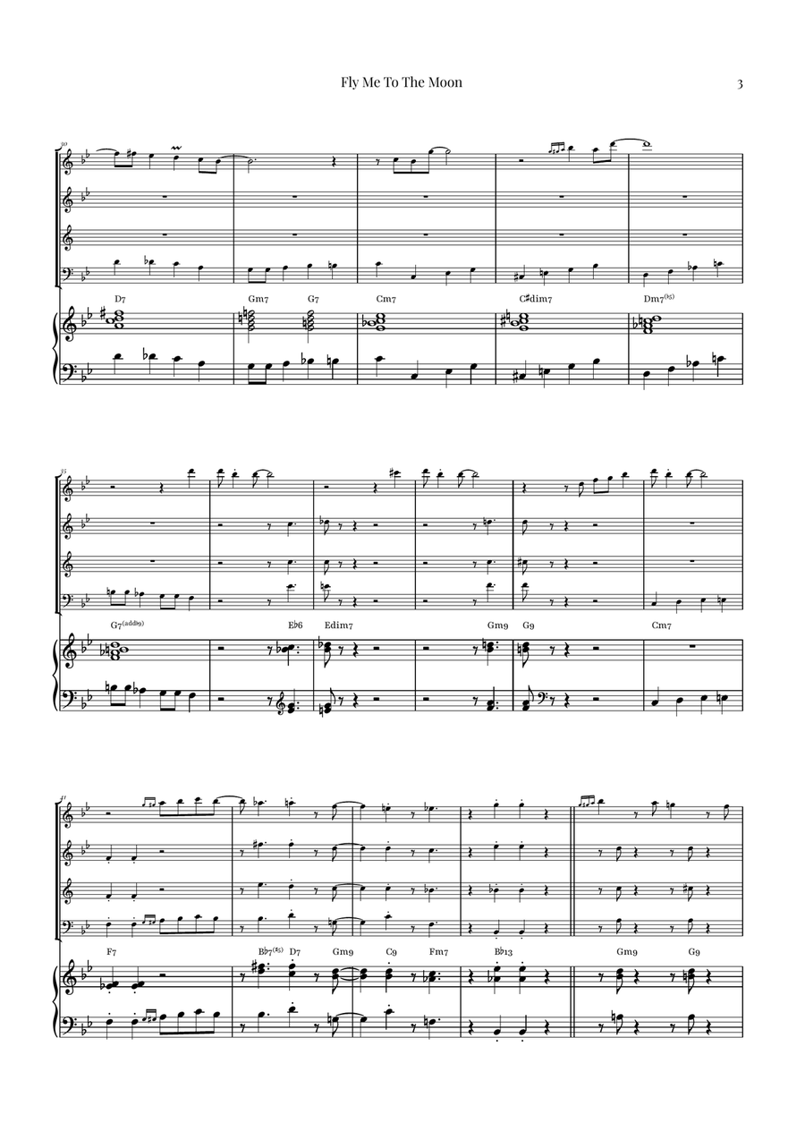 Fly Me To The Moon (In Other Words) Woodwind Quartet scores gallery preview page 3