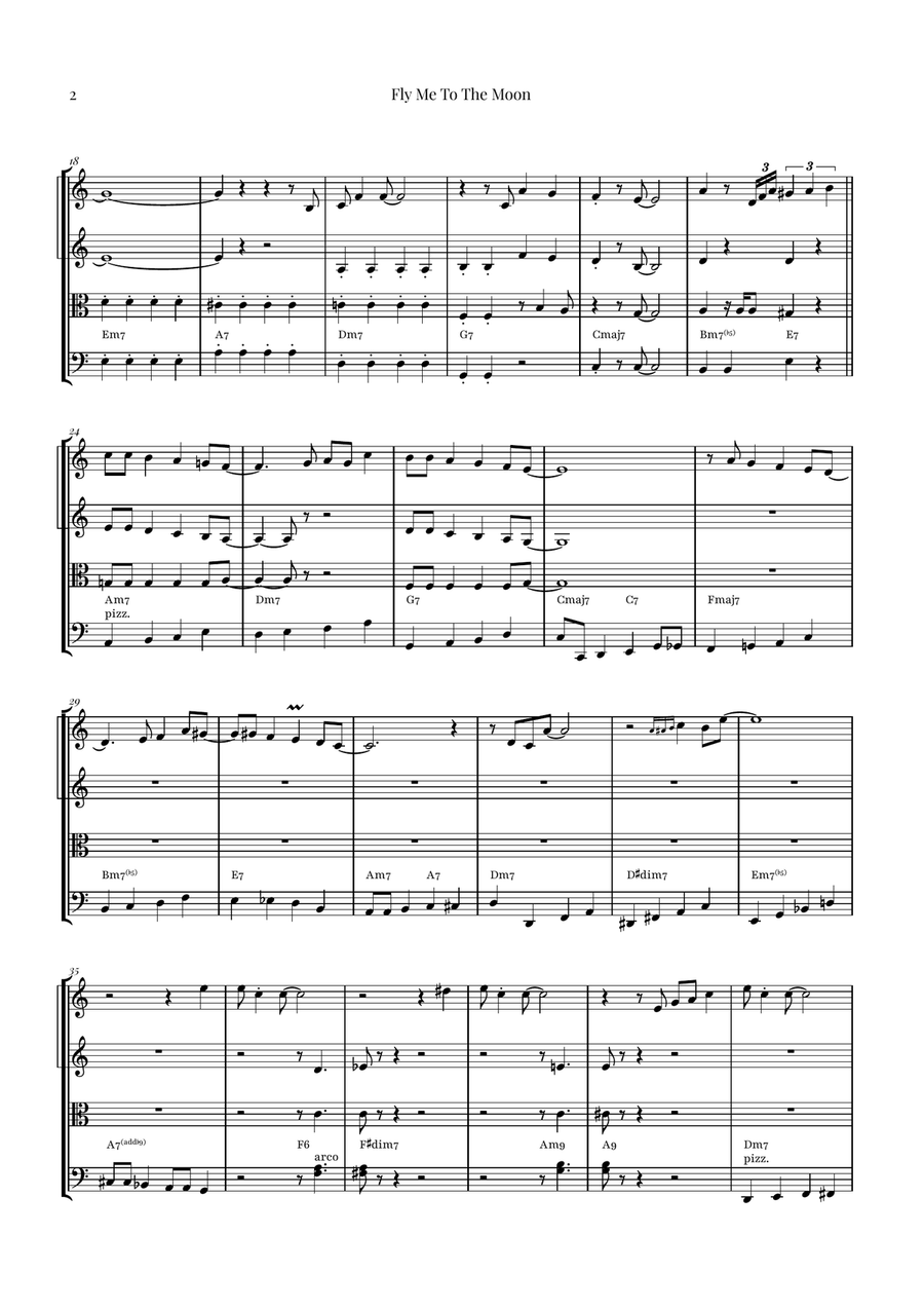 Fly Me To The Moon (In Other Words) String Quartet scores gallery preview page 2