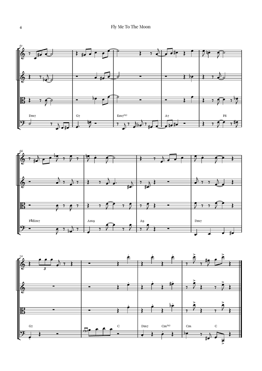 Fly Me To The Moon (In Other Words) String Quartet scores gallery preview page 4