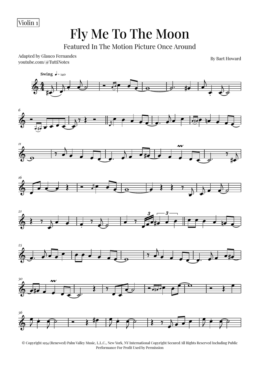 Fly Me To The Moon (In Other Words) String Quartet scores gallery preview page 5