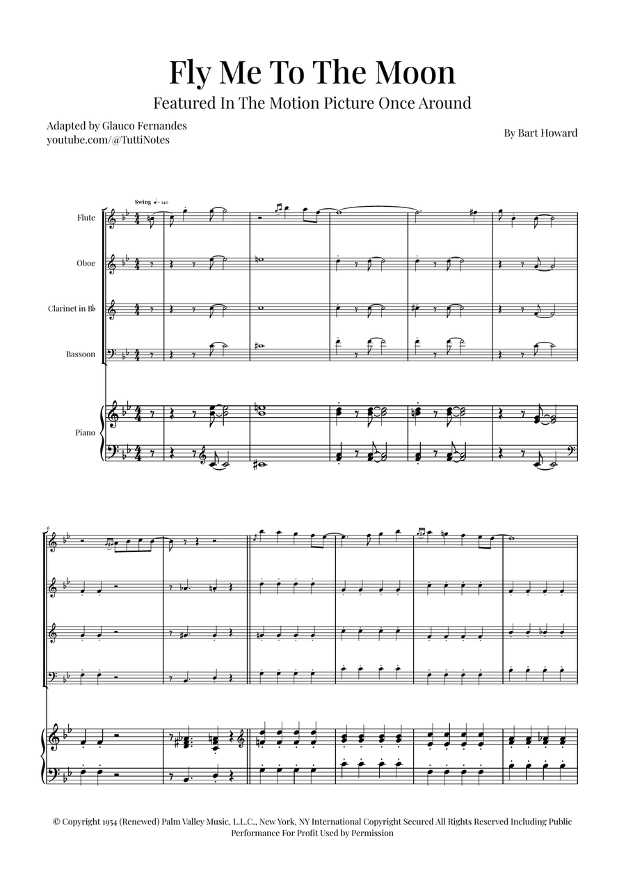 Fly Me To The Moon (In Other Words) Woodwind Quartet scores gallery preview page 1