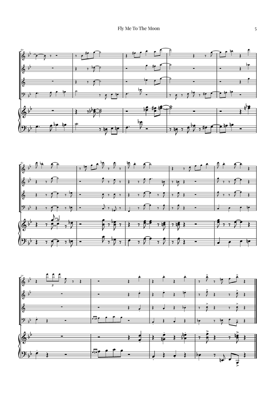 Fly Me To The Moon (In Other Words) Woodwind Quartet scores gallery preview page 5