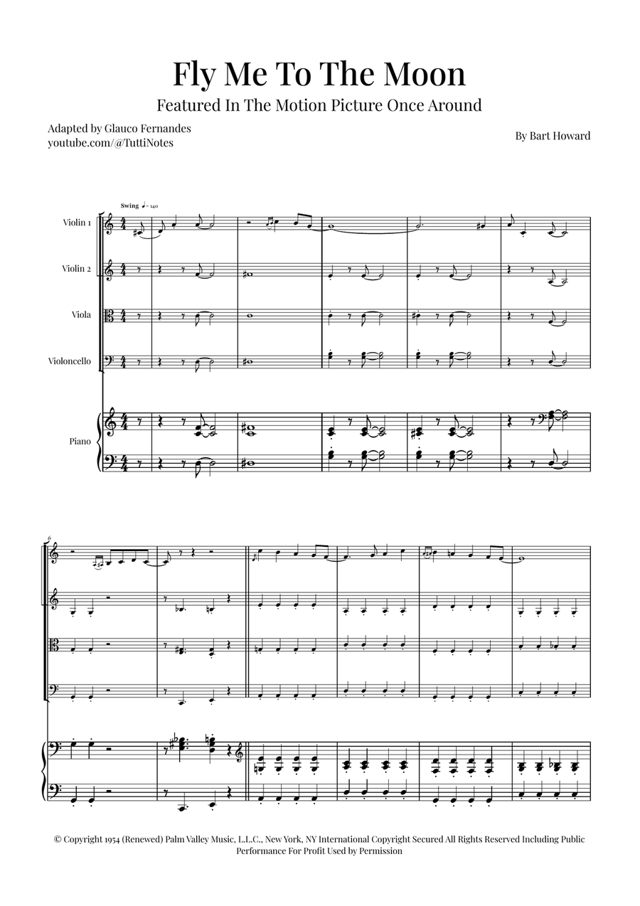 Fly Me To The Moon (In Other Words) String Quartet scores gallery preview page 1