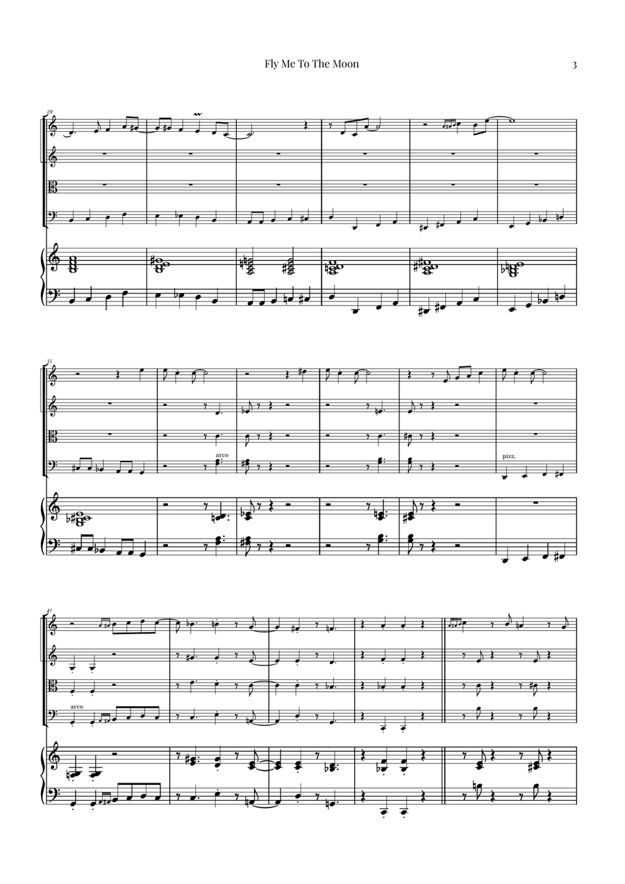 Fly Me To The Moon (In Other Words) String Quartet scores gallery preview page 3