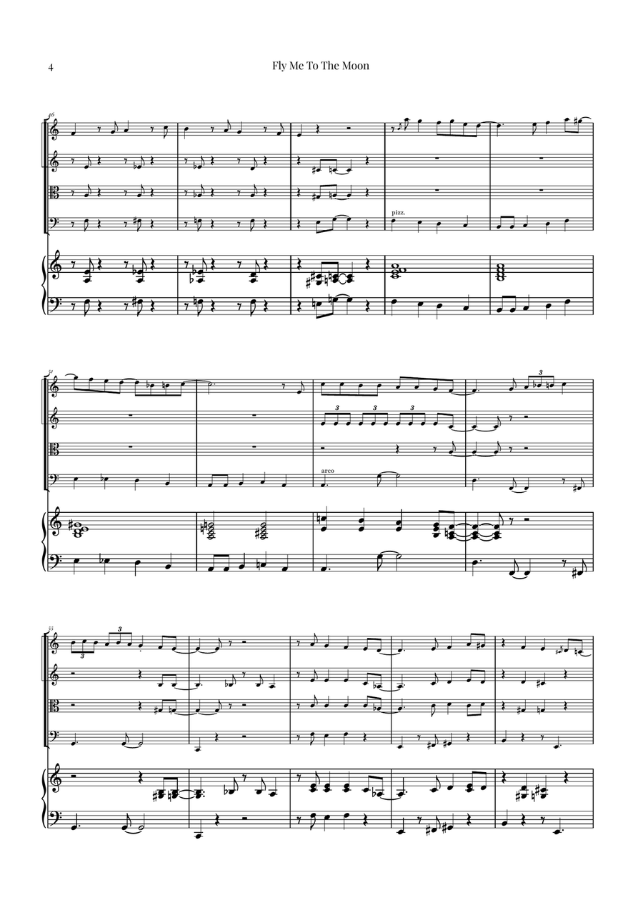 Fly Me To The Moon (In Other Words) String Quartet scores gallery preview page 4
